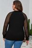 Picture of PLUS SIZE RIBBED TOP WITH STRIPED SLEEVE